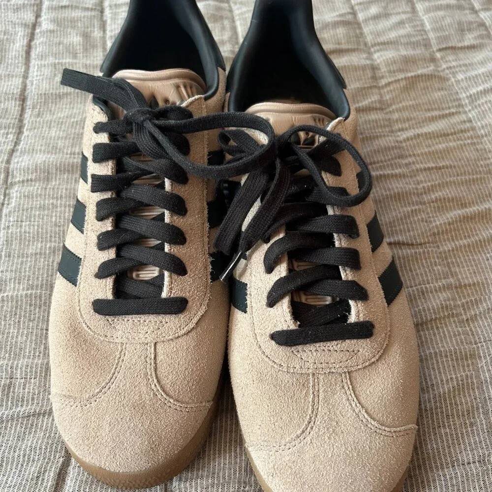 adidas Gazelle Beige with Black Stripes Women's Sneakers